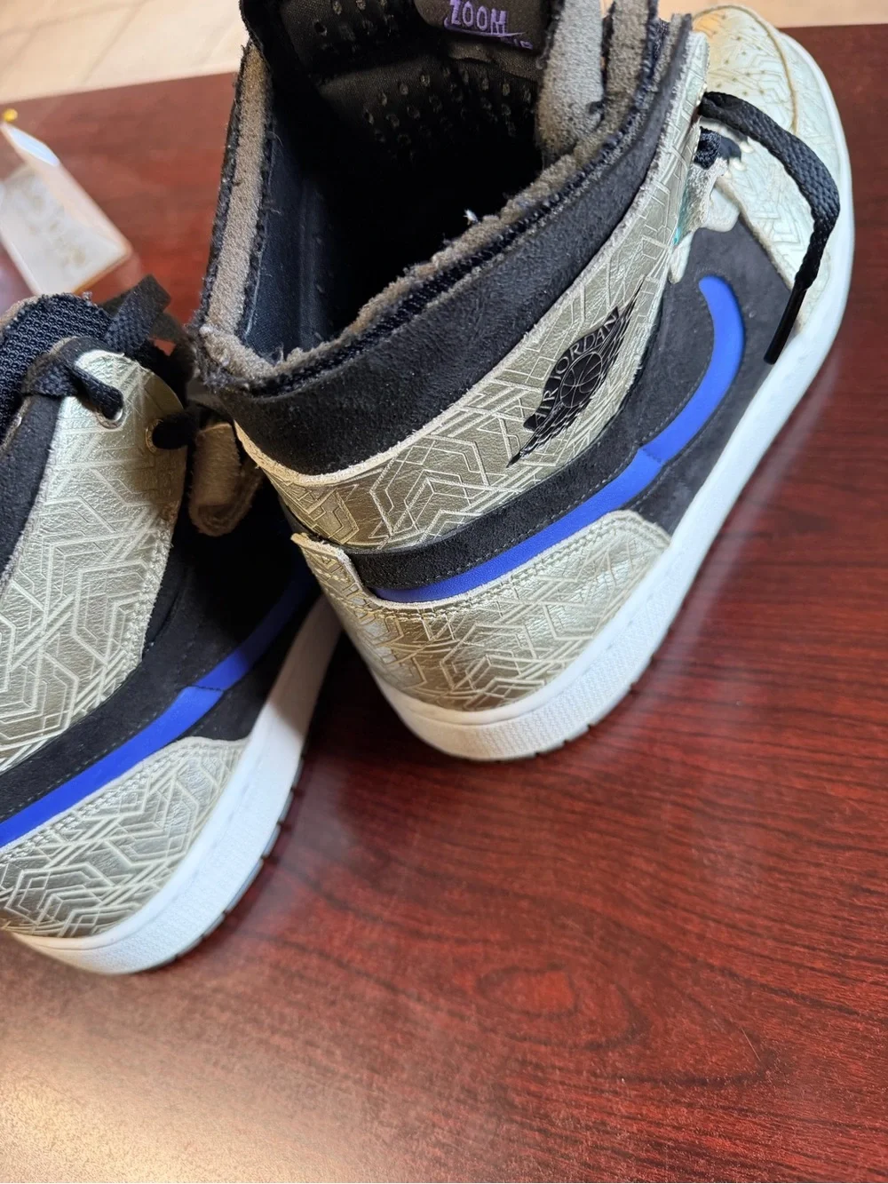 Jordan Kids High-Top Sneakers in Purple, Black, and Tan